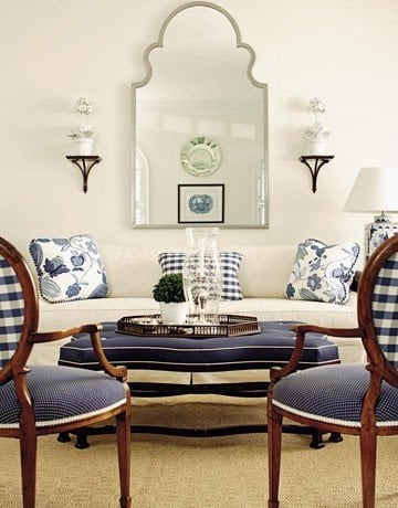blue and white ottoman coffee table